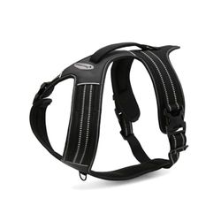 Record - Harnais pour Chien Action Alpes - Couleur Noir - Taille M - Matière : Nylon Tressé avec Bandes Réfléchissantes 3M ScotchLite - Circonférence 60-72 cm