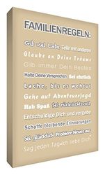 Little Helper FR2436-01G Feel Good Art - Quadro da parete, in tela con scritta in lingua tedesca Familiz, 91 x 60 cm, colore: Beige