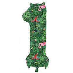 Folat 64151 Birthday Balloon Number 1 Jungle Vibe Green 86 cm Helium Decoration Birthday Decoration Balloon Number cm