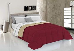 Italian Bed Linen Elegant T-EL-bordeaux/panna-1P Edredón de Invierno, Microfibra, Burdeos/Crema, 260x170x9 cm