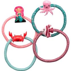 GRUSS & CO 70130 Hair Scrunchies Set with Sea Motif Gift Set with 4 Glitter Hair Bobbles with Figure Gift Children's Birthday School Cone, Girls