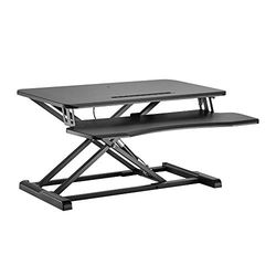 LogiLink EO0033 EO0033-justerbart skrivbordsfäste med tangentbordshylla med gastryckfjäder + inbyggd hållare för tangentbord/mus, förvaringsyta, trämaterial, svart