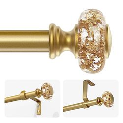 Aste per tende dorate per finestre 72-72 pollici: 1 pollice regolabile acrilico drappeggio asta con finitura in lamina d'oro traslucida - singola asta per tenda decorativa per camera da letto e bagno