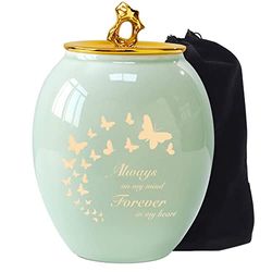 LINES ARTE Medium Urns for Human Ashes, 6.7x5.2Inch Ceramic Medium Size Butterfly Urns for Ashes Adult Female/Mom/Women, Decorative Cremation Urns for Adult Ashes