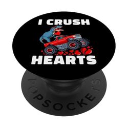 I Crush Hearts Cute Funny Dinosaur T-Rex Dino PopSockets PopGrip Adhesivo