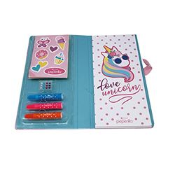 Peperilla - Diseñador Note Book para Niñas. Juego de 1 bloc de notas (30 hojas, 60 fachadas) 3 hojas de pegatinas 12 Gemas 3 maxi rotuladores