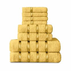 8-delige Egyptische katoenen handdoeken - sneldrogende zeer absorberende badhanddoek oker - (4 gezichtshanddoeken + 2 handdoeken + 2 badhanddoeken)