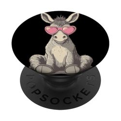 Bonito burro con gafas de sol en forma de corazón PopSockets PopGrip Adhesivo