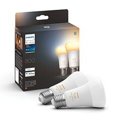 Philips Hue White Ambiance Lampadina LED Smart, Bluetooh, Attacco E27, 6W, Dimmerabili, Luce Bianca da Calda a Fredda, Bianco, confezione da 2