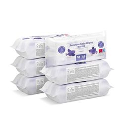 by Amazon Sensitive Toallitas para bebé, 336 toallitas, 6 paquetes de 56 (Anteriormente una marca Mama Bear, el mismo producto)