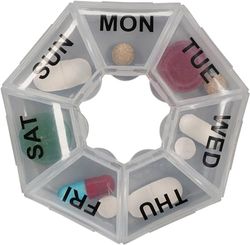 Aidapt 7 Day Weekly Pill Box.Compact,Portable,Easy Flip-Up Lids,Clearly Labelled Days of Week,Will Hold Several Pills per Compartment,Alzheimers,Dementia Aid