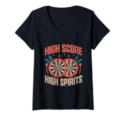 Donna Alto Punteggio Alto Spiriti Gioco Giocatore Sportivo Maglietta con Collo a V