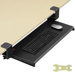 VEVOR Tangentbordsstativ 68 x 28 cm Tangentbord och musplatta som glider under skrivbord max belastning 5 kg, glidande surfplatta, tangentbord, enkel fastsättning med C-klämmor utan borrning för PC