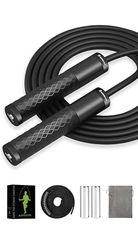 BURNCALO Gewogen springtouw voor fitness, springtouw voor dames en heren, metalen zware handgrepen, kogellagers, in lengte verstelbaar pvc-koord en katoenen touw, duurtraining, fitness, training