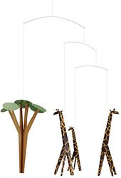 Flensted Mobiles Giraffes on The Savannah Mobile, Acier, Multicolore, 60 x 47 cm