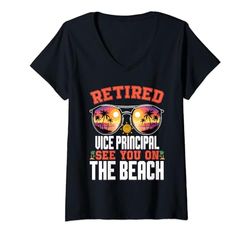 Womens Beach Sunglasses Retired Vice Principal V-Neck T-Shirt