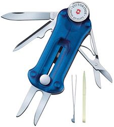 Victorinox Taschenmesser Golf Tool (10 Funktionen, Reparatur-Werkzeug, Ballmarkierer, Schere, Klinge) blau transparent