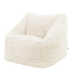 Icon Natalia Teddy Pouf Enfant, Tissu Bouclé, pour Poire avec Remplissage, Chaise Enfant, Fauteuil Chambre, Meuble Chambre, Meuble Salon, Crème