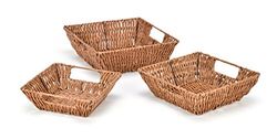 Trademark Innovations Marca inovações conjunto de 3 quadrados efeito vime cestas com construído em alças, natural