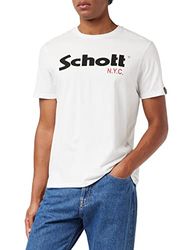 Schott NYC TS01MCLOGO, Camisa, Hombre, Multicolor (White/Black White/Black), XXL