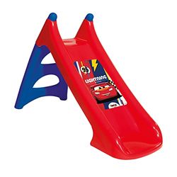 Smoby - Tobogán XS de Cars, 90cm Superficie de Deslizamiento, Peldaños Antideslizantes, Tratamiento Anti-UV, con Conexión de Agua para Manguera de Jardín, A Partir de 2 años (820623)