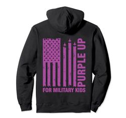 Purple Up For Military Kids Militar Niño Mes Negro Blanco Sudadera con Capucha