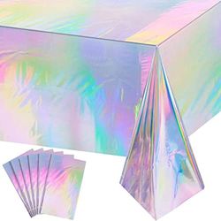Lot de 6 nappes rectangulaires en Plastique irisé Brillant jetable au Laser - Décoration de fête d'anniversaire, de Mariage, de Noël - 137,2 x 274,3 cm (Laser)