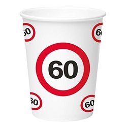 Folat - 60 års trafikskylt papperskoppar 350 ml - 8 st