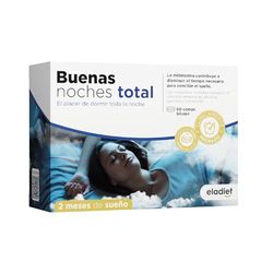 BUENAS NOCHES TOTAL - ETUDIO CLINICO Doble Acción - Dormir Bien Rápidamente y Sueño Prolongado, Insomnio - Con Melatonina, Valeriana Forte, Pasiflora, Vitamina B3 y B6 | 60 Comprimidos BiCapa ELADIET