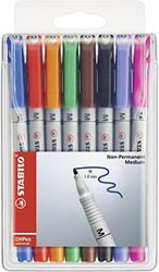 Overheadstift - STABILO OHPen universal - wateroplosbaar medium - 8 stuks - met 8 verschillende kleuren