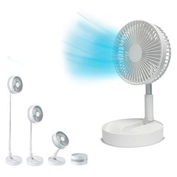 LIVINGTON Fold & Cold – uittrekbare miniventilator met accu – krachtige USB-ventilator met 10 uur looptijd – flexibele stand- en tafelventilator – tot 1 m hoogte uittrekbaar
