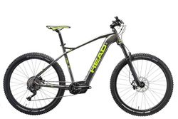 HEAD Lagos Ride, Mountain Bike elettrica Unisex Adulto, Grigio Metallizzato/Verde, 55