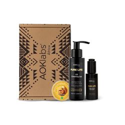 AOKLABS - Nakuga Pack, Inkluderar African Gold + Oil Cleaning + Eye Contour - Specialiserad för rengöring, återfuktning och bekämpning av rynkor