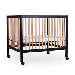 CHILDHOME, Babybox, 3 bodemhoogtes, vanaf de geboorte, afneembare wielen, remsysteem, premium materialen, beukenhout, box 97, 98 x 78, zwart/naturel