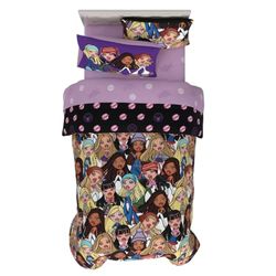 Franco Bratz Fashion beddengoed, 5-delig, superzacht, omkeerbaar dekbed en lakenset met kussensloop, twin, (100% officieel gelicentiëerd product)