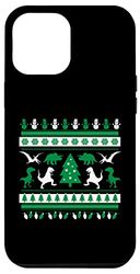 Custodia per iPhone 14 Plus Dinosauro Brutto Maglione di Natale Bambino Dinosauro Amante Natale