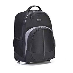 Targus Compact Rolling Backpack for Business, College Student and Travel Commuter Wheeled Bag, Durable Material, Tablet Pocket, Removable Laptop Protective Sleeve for 16-Inch Laptop, Black (TSB750US)