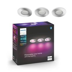 Philips Hue White and Color Ambiance Faretti LED da Incasso Smart Xamento, per Bagno (IP44), Luce Bianca o Colorata, Attacco GU10, 5.7W, Bluetooth, Dimmerabile, 3 Pezzi, Cromato
