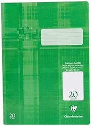 Clairefontaine 331620C Schrift, ideaal voor school, DIN A4, 32 vellen, 90 g, liniatuur 20 blanco, groen, 1 stuk