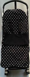 Snuggle voetenzak/COSY TOES compatibel met Quinny Buggy Buzz Zapp Extra Moed kinderwagen polka dot zwart