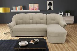 DOMO. collection Sofá Cama pequeño Puno en Forma de L con Silla Larga, sofá Cama, tapizado, sofá esquinero, 233 x 142 x 84 cm, Color Beige