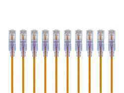 Monoprice Cable de conexión Ethernet Cat6A, paquete de 10, RJ45 sin enganches, 550 MHz, 10G, UTP, cable de cobre puro desnudo, 30 AWG, 0.5 pies, amarillo - Serie SlimRun