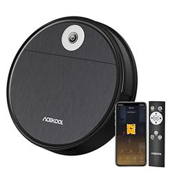 Robot Vacuum Cleaner, 2200 Pa Strong Suction Power Thin Quiet Automatic Robot Vacuum Cleaner Self-Charging App/Remote Control 120 min Running Time, Nero