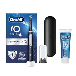 Oral-B Spazzolino Elettrico Ricaricabile iO 4 Nero, 1 Testina Di Ricambio, 1 Custodia Da Viaggio +Dentifricio Pro-Science Advanced Rigenera Smalto 75ml