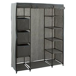 5 five simply smart Armoire penderie 3 boîtes Tissu Gris Anthracite