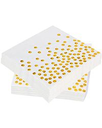 Noa Home Deco Noa Home Deco Servetten gouden stippen 60 stuks 3-laags gouden folie papieren servetten papieren napkins servetten wit voor decoratiefeest, verjaardag, bruiloft en feestdag (33 x 33 cm)