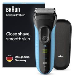 Braun Series 3 Electric Shaver, Rechargeable and Cordless Wet & Dry Electric Razor for Men with Precision Trimmer, Braun ProSkin 3045s Black/Blue