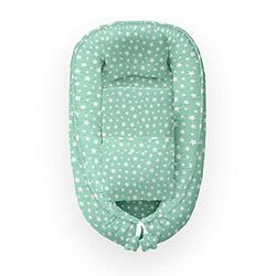 Kospu babynest con cuscino e coperta per neonati, 100% cotone, imbottitura in schiuma di poliestere e perline in silicone, paracolpi 90 x 70 cm