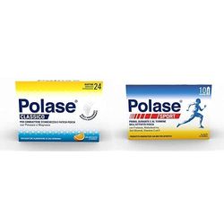 Polase Integratore Alimentare di Magnesio e Potassio, Bundle Classico + Sport, Polase Sport prodotto energetico-salino per sportivi con Fruttosio, Maltodestrine, Confezione da 24 e 10 bustine