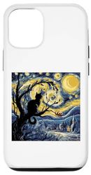iPhone 12/12 Pro Van Gogh Starry Night Cat, Cat Lover Cat Mom Cat Dad Cat Art Case
